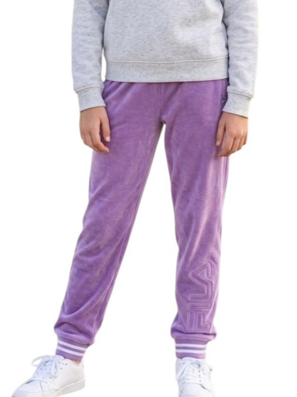 FILA Junior Purple Velour Track Pants Athleisure Loungewear Medium